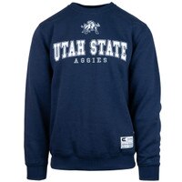 Men's Utah state aggies bull logo with colosseum patch navy crew sweatshirt